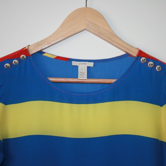 Striped Silk Top, J Crew, Anchor Buttons - Picture 3 of 4